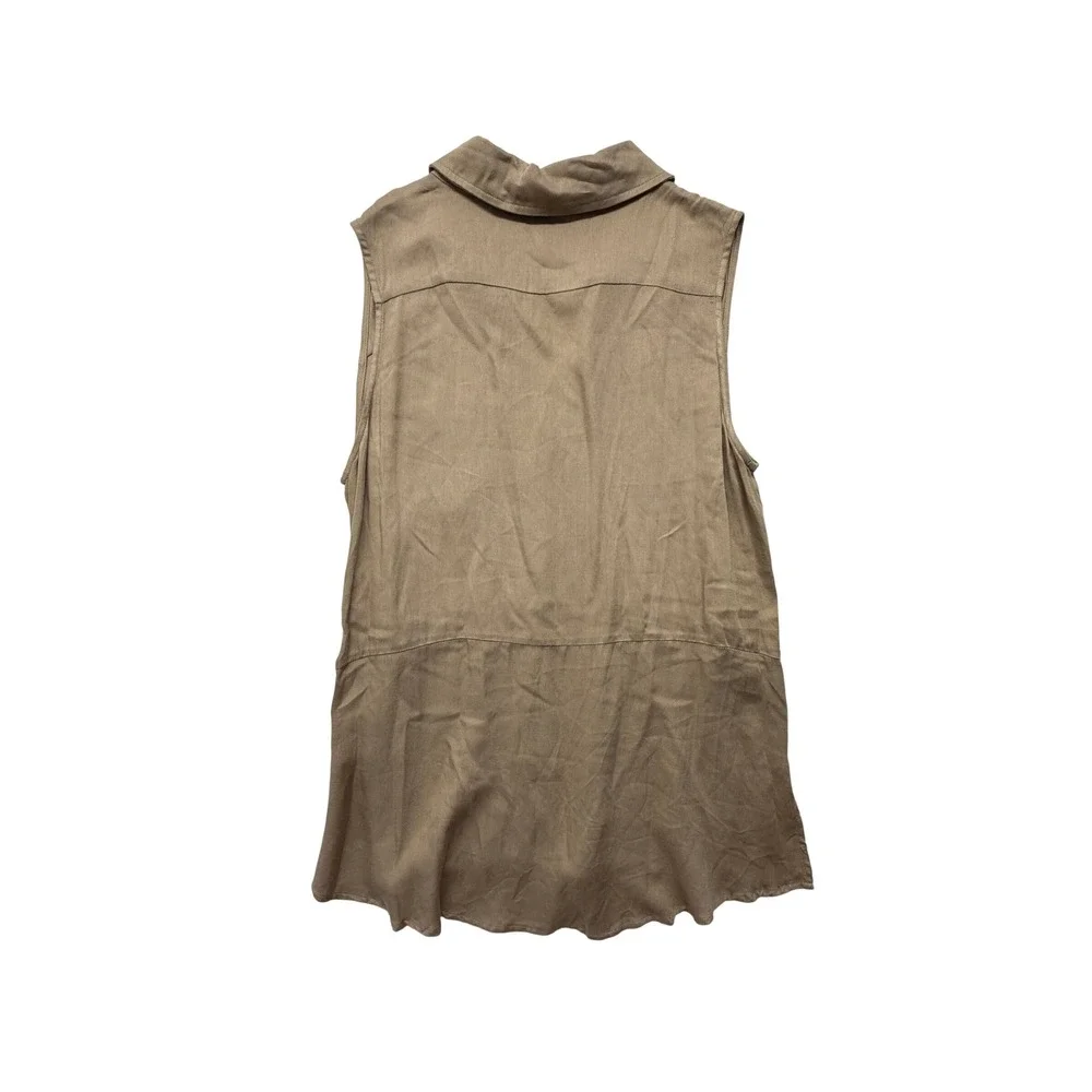 NWT AEMI + CO Paula Button Down Sun Tunic Dress Khaki Tan Minimalist L NEW
